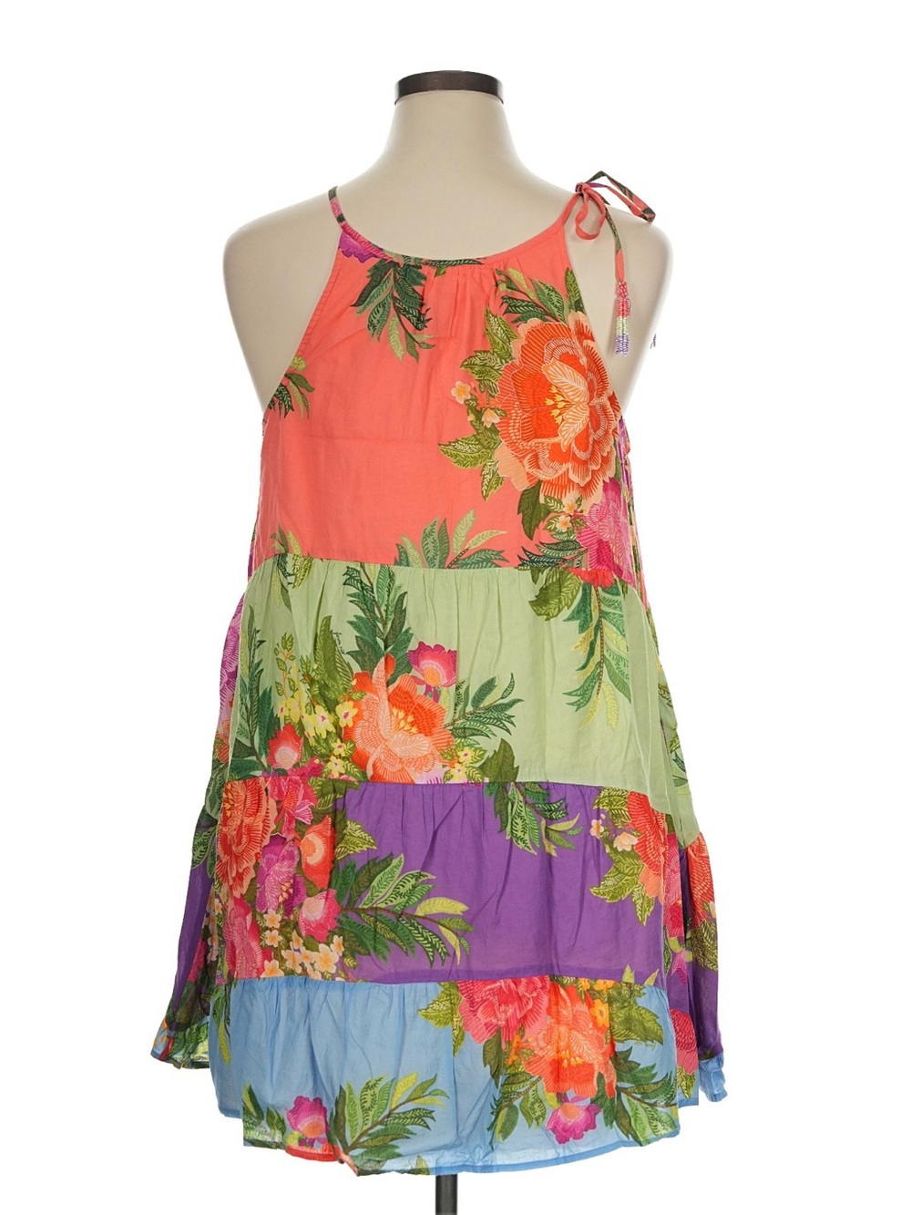FARM Rio Halter Floral Tiered Mini Dress EUC Size CL - Picture 3 of 7